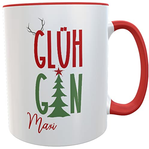Tasse GlühGin Becher Trinktasse spülmaschinenfest Geschenk Winterzeit (Hirschgeweih)