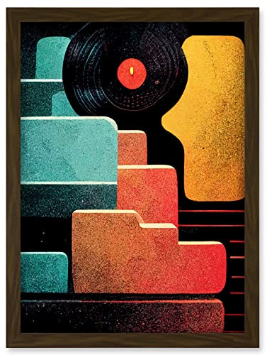Doppelganger33 LTD Retro DJ Decks Vintage Style Abstract Turntable Print Artwork Framed Wall Art Print A4