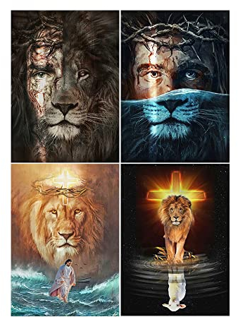 DCIDBEI Diamond Painting 4 Pack Löwe 30x40 cm DIY 5d Diamant Painting Bilder Diamant Malerei Malen nach Zahlen Erwachsene Diamant Painting Bilder Diamond Painting Tiere Set Wohnzimmer Bilder