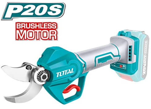 TOTAL - Elektrische Gartenschere | Akku P20S 20V | Maschine zum Trimmen von Hecken und Bäumen | Speziell für Garten | maximale Schnittleistung von 30 mm | bürstenloser Motor, Bunt