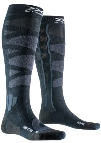 X-Socks Ski Control 4.0 Advanced Ski Socks für Fortgeschrittene und Anfänger, mit Hi-Tech-Garnen für verbesserte Leistung und Sicherheit - Schwarz/Charcoal, 42-44