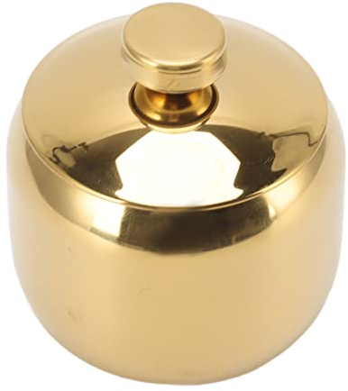 Tarros para especias de acero inoxidable, azucarero con tapa y cuchara, altura del salero 6,2 cm para especias de cocina para conservar sésamo, curry en polvo, (dorado)