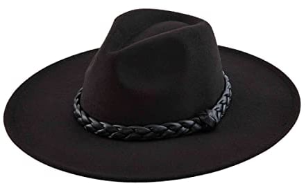Mud Pie Damen Geflochtener Fedora Filzhut, Schwarz, Einheitsgröße