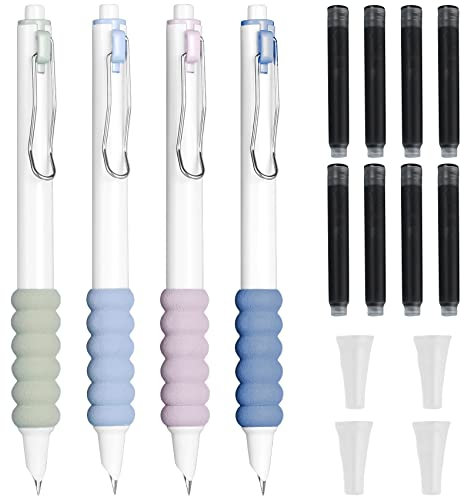 Mesen 4 Stück Einziehbarer Füllfederhalter mit 8 Stück Tintenpatron, NachfüLlbare FüLlfederhalter, Super Weicher Stift, 0.38 mm Extra Feine Spitze, Geeignet für Schreiben Schule Und BüRo