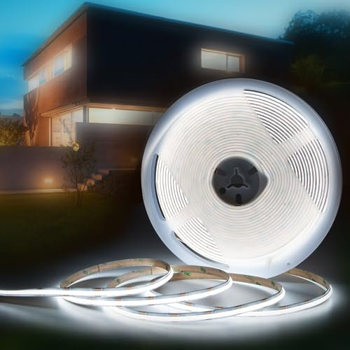 HEXIM COB LED Strip, 1-15 Meter LED Streifen, Auswahl: weiß/CCT/RGB, dimmbar 24V, IP20, 3000-6500K, Band 8mm breit, gaming Zimmer backlight (7,5 Meter kaltweiß)