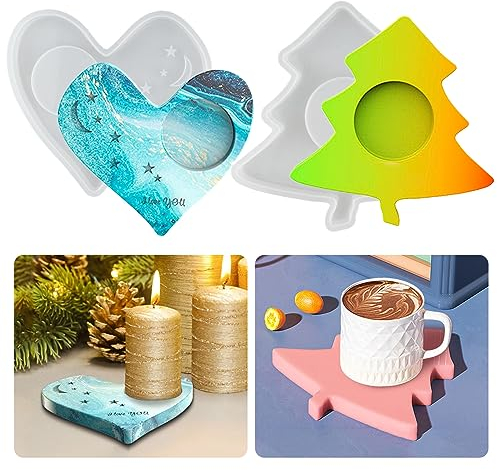Kerzenhalter Silikonform Herz Teelicht Gießform Herz Silikonform Teelichthalter Form Harz Kerzenständer Epoxidharz Form Untersetzer Silikonform Weihnachtsbaum Ornament Weihnacht Kerzenhalter Gießform
