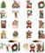 PANTIDE 1000 Stk. Vintage Weihnachts-Klebeetiketten-Walzen (2 Walzen) 16 Motive Cartoon Weihnacht Etiketten mit Santa Schneemann Rentier Weihnachtsbaum Selbstklebend Weihnachtsparty Ausrüstung