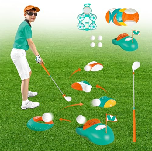 KalaDuck Set da Golf per Bambini, Giocattoli da Golf con Mazze da Golf Retrattili, Ritorno della Pallina, Palline, Teste da Golf e Buche di Pratica, Regalo di Gioco Sportivo Esterno per Bambini 6+