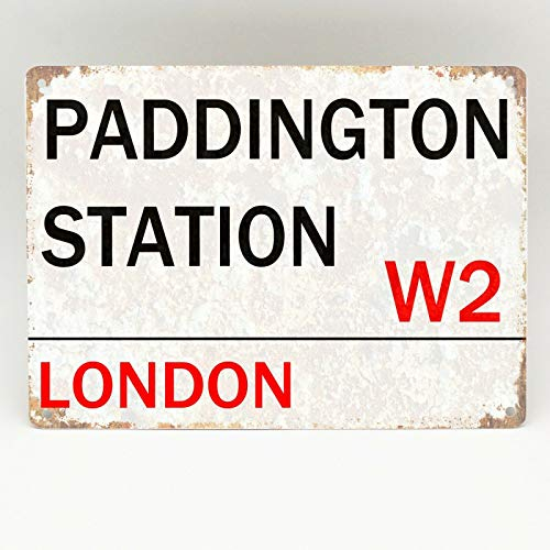 Paddington Station Metal Sign London Street Novelty Retro Wall Plaque Vintage Street Metal Tin Sign/Retro Decor Plaque 8X12 inch