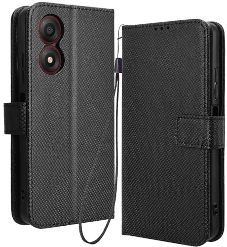 RonRun for ZTE Blade A34 Case, Flip Phone Case with Card Holders, PU Leather Full Protective Book Cover, Shockproof, black