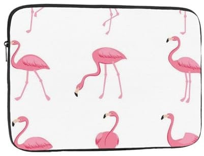 AABSTBFM Laptophülle mit Flamingos auf weißem Druck, für 17 Zoll Laptop, stoßfest, Oxford-Gewebe, Laptop-Schutzhülle, Laptoptasche, OSIN8J3841