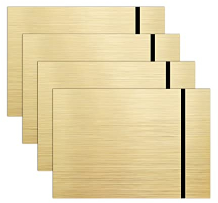 Creatorally Laser Engraving Blanks, Engravable Materials for Laser Cutting 30x20 cm, ABS Plastic Sheet 1.3mm 4Pcs Cut to Size Double Color for Crafting Custom Sign (Black on Matte Brushed Gold)