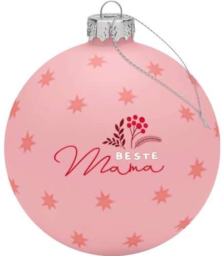 Gruss & CO Weihnachtskugel Motiv Mama | Glaskugel mit Bändchen, Durchmesser 8 cm, in Geschenkbox | 51143