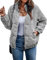 ASOMI Jacke Damen Kuschelige Fleecejacke ¨¹bergangsjacke Gef¨¹ttert Langarm Rei?verschluss Herbst-Wintermantel mit Taschen Grau X-Large