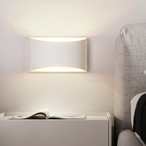 CRFASIBE LED Wandleuchte Innen, 7W Up Down Spotlicht Wandlampe, Warmes Licht Klassische Wandleuchte für Wohnzimmer Schlafzimmer Flur Badezimmer (Weiß)