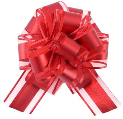 Lilbitty 5 lazos de regalo, lazo grande, lazo gigante para regalo, lazo grande, para decoración de coche, boda, nueva casa, fiesta, celebración, bolsa de regalo, color rojo