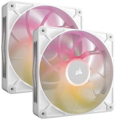 CORSAIR iCUE LINK RX140 MAX RGB 140mm PWM Thick Fans with iCUE LINK System Hub – High-Static Pressure – Magnetic Dome Bearing – Dual Pack – White