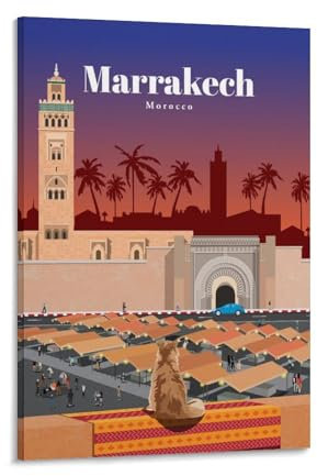 GJrjdb Vintage Travel Marrakesch Marokko Poster, 20 x 30 cm