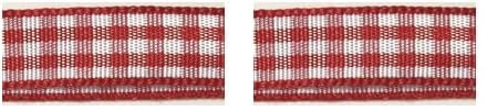 Rayher 5540718 - Nastro con stampa a quadretti “Vichy”, larghezza 6,3 mm, rotolo da 10 m, colore rosso, senza filo di metallo (Confezione da 2)