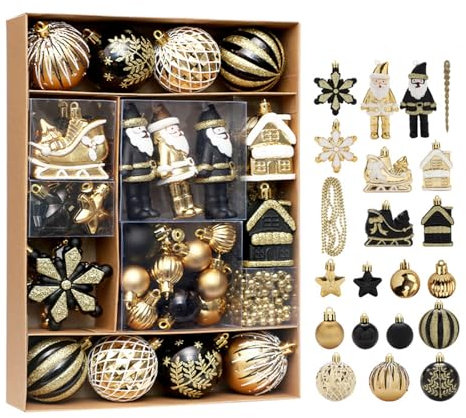 Ziyero 50 Pz Palline di Natale Set Palline Albero di Natale Palline di Natale Oro Palline Oro Albero Natale Palle Natale Palline Albero Natale Addobbi Albero di Natale Set Decorazioni Albero di Natale