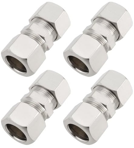 Create idea 4 Pezzi 12 Mm Raccordo A Compressione In Rame Tubo Dritto Raccordo A Compressione Per Tubi Idraulici Tubi Di Raffreddamento Sistema Di Alimentazione 12x38,5 Mm Argento
