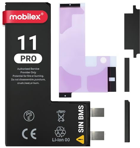 MOBILEX® Batteria senza BMS per iPhone 11 Pro | 3046mAh - Capacità originale | Cella interna di ricambio | OEM | Senza cavo Flex