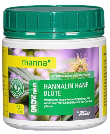 Manna Hannalin Blüte - 500 g - Profi Nährsalz für die Blütephase der Hanfpflanze - 500 g für 500 Liter Gießwasser