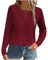 Women's Jumpers Long Sleeve Tops Fall Winter Sweater Top Crewneck Pullover Slim Casual Sweatshirts for Women Ribbed Knitwear Ladies Dressy Tunic Tops Knit Tshirts Warm Clothes