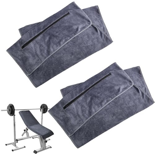 EVDZNA Sporthandtuch, 2 Stück 120 x 50 cm Fitness Handtuch, Sporthandtuch mit Reißverschlusstasche, Mikrofaser Fitnesshandtuch, Yoga Handtuch, für Sportliche Aktivitäten, Grau