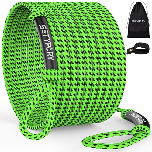 SETYPARY 4K 60FT Boat Tow Rope for Tubing, Fits 1-4 Person Towable Tubes Boating, Heavy-Duty Floating Tube Tow Rope for Watersports (Green & Black)