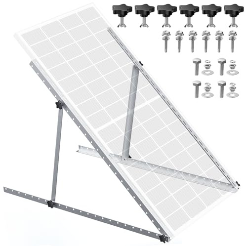 Rvpozwer Lot de 1 supports de montage réglables pour panneau solaire de 114,3 cm, pieds inclinables pliables anodisés, support de panneaux solaires de 100, 200, 300, 400 W, support de (1pcs)