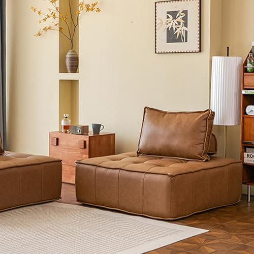 Modernes modulares Design, komprimiertes Leder-Sofa-Set mit Lendenkissen und armlosen Funktionen, braune Farbe, perfekt für kleine Wohnräume