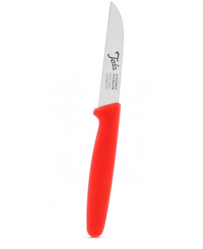 R. Herder Schälmesser 19,5 cm - Solingen Edelstahl Gemüsemesser - Rot | Handgeschliffenes Obstmesser mit PP Griff, Küchenmesser für Kartoffeln, spülmaschinengeeignet, leichtes 19,36 g Messer