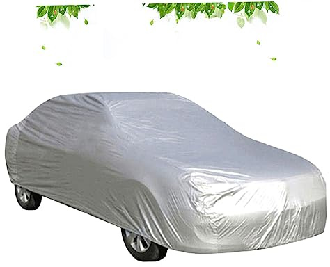 JUMPLAWN Auto Vollgarage Abdeckplane XXL Silber Uv Autoabdeckung Sommer Sonnenschutz Staubschutz Für Pkw Außenbereich