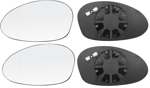 RAYAKT Spiegelglas für BMW 1/3/Z4 Series - Beheizbares Außenspiegel Glas Weiß für E46/E81/E87/E82/E88/E90/E91/E92/E93/E85/E86 - Inkl. Trägerplatte, Kompatibel mit OEM 51167145267 51167145268