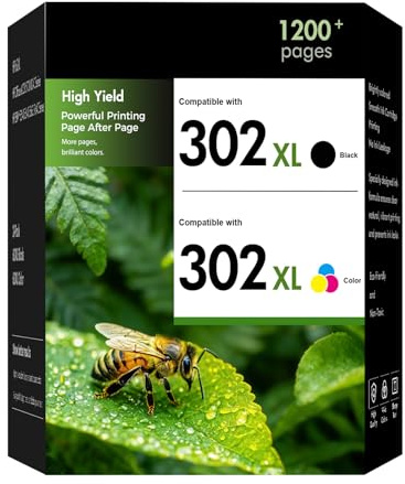 302 Druckerpatrone Multipack Ersatz für HP 302 XL 302XL Schwarz + Tri-Color mit HP Envy 4525 4520 4527 DeskJet 3630 3636 3639 OfficeJet 3831 3830 3832 5230 Drucker, (1Schwarz 1Farbe,2er Pack)