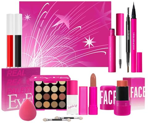 Make-up-Set Komplettset Pinsel für Lidschatten Anfänger, für Mädchen und Erwachsene Geburtstag Halloween Spielzeug Spiel Prinzessin Rolle 2025-10-29