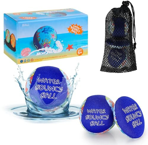 Freyeeti Wasser Sprungball, 3 Stück Wasserball Bouncing Ball für Kinder und Erwachsene, Wiederverwendbarer Wasserfestes Strandspielzeug, Ø55mm, für Schwimmbad Strand und Meer