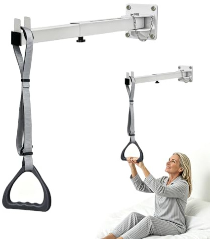 Zinueen Bettgalgen Aufstehhilfe Bett - Verstellbare Trapezstange für Senioren, 100kg Tragkraft, 5-Positionen Verriegelung, Einfache Montage an Wand/Decke, Mobilitätshilfe für Krankenhaus & Zuhause