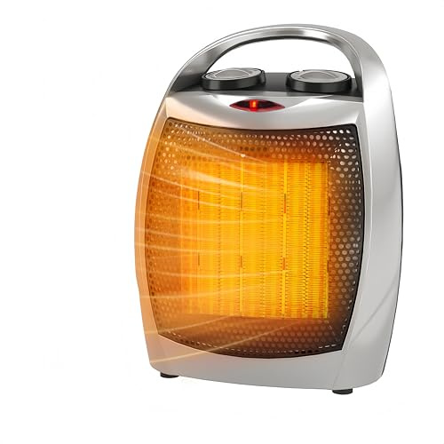 Space Heater - Greenhouse Heater, Heater with Fan, 1500W & 750W, Fast Heating, Safe Quiet with Tip-Over & Overheat Protection for Office Desk & Pets (Silver)