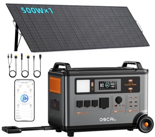 PowerMax 3600SE Estación de Energía Portátil 1x500W panel solar, 3600Wh LiFePO4, 3600W/6000W Pico, 4x AC 230V, Generador Solar con SAI, Grupo Electrógeno Emergencia Casa, Autocaravana, Apagón