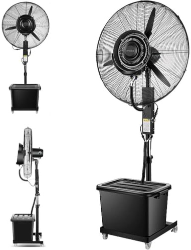 MARIYCH Ventilador Nebulizador Exterior para Dormitorio/Salón/Oficina, Ventiladores Industriales 3-en-1, Depósito 42L (28in)