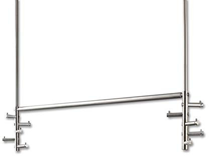 Deckengarderobe T5D, 88 x 70 cm, Hängegarderobe mit 10 drehbaren Kleiderhaken, Edelstahl matt gebürstet, Garderobenstange hängend, Kleiderstange zur Deckenmontage, Made in Germany - PHOS Design