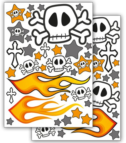 Motoking Fahrradaufkleber Totenköpfe 69 Aufkleber im Sticker Set