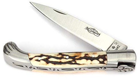 Thiers-Issard Voyageur - 10 cm Jakobsweg Taschenmesser - Griff Hirschhorn - Messer Klinge 8,5 cm 12C27 Sandvik Stahl