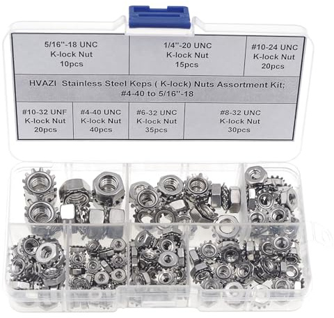HVAZI Edelstahl-Muttern-Sortiments-Set, 4-40 bis 5/16-18
