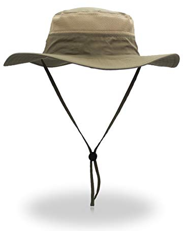 EONPOW Fishing Hats Windproof UPF50+ UV Protection Bucket Beach Mesh Sun Hat 56-61cm Khaki
