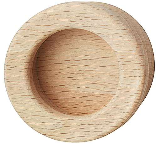Gedotec Schiebetür-Möbelgriff Buchen-Holz Einlass-Muschelgriff rund für Türen & Schubladen - H1854 | Griffmuschel Ø 60 mm | Griff zum Kleben | 1 Stück - Holzgriff für Schranktüren & Zimmertüren