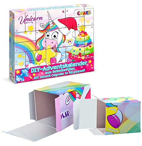 CRAZE DIY Adventskalender 2022 UNICORN kreativer Kinder-Weihnachtskalender zum Befüllen DIY Basteln 25321