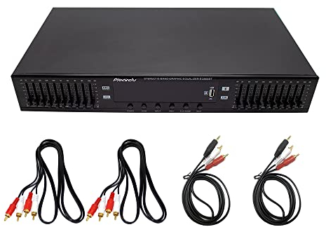 Toplionace Ecualizador Estéreo Digital HD de Alta Fidelidad 220V, Preamplificador EQ898, Escenario en Casa Bluetooth USB Integrado, 10 Segmentos Dobles (Negro)